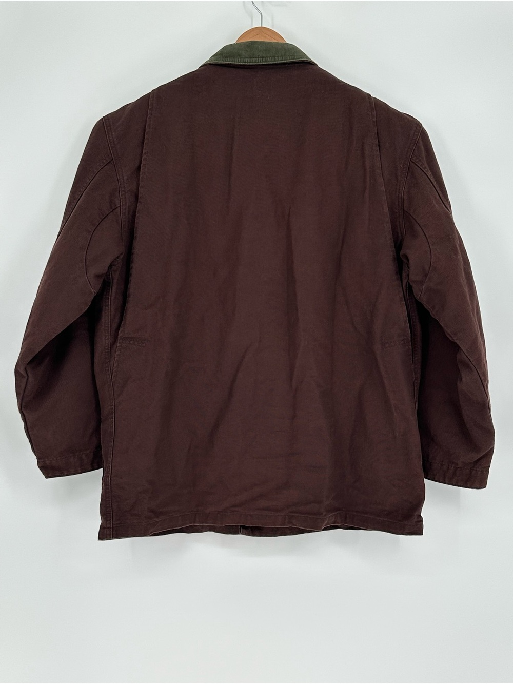 LL Bean Men’s L Brown Canvas Chore Coat Flannel Lined Green Corduroy Collar A6 - Picture 2 of 8